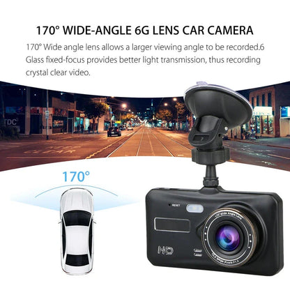1080P Full HD Dual Dash Cam with Night Vision and 170 Degree Wide Angle Lens