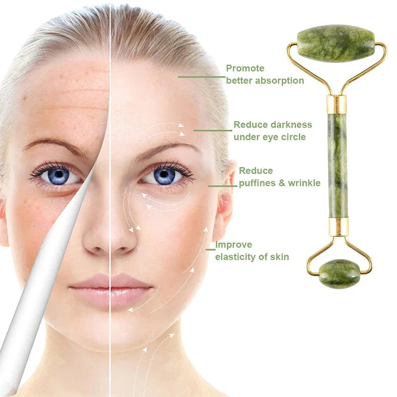 Premium natural jade roller and gua sha set for a luxurious facial massage and skin rejuvenation