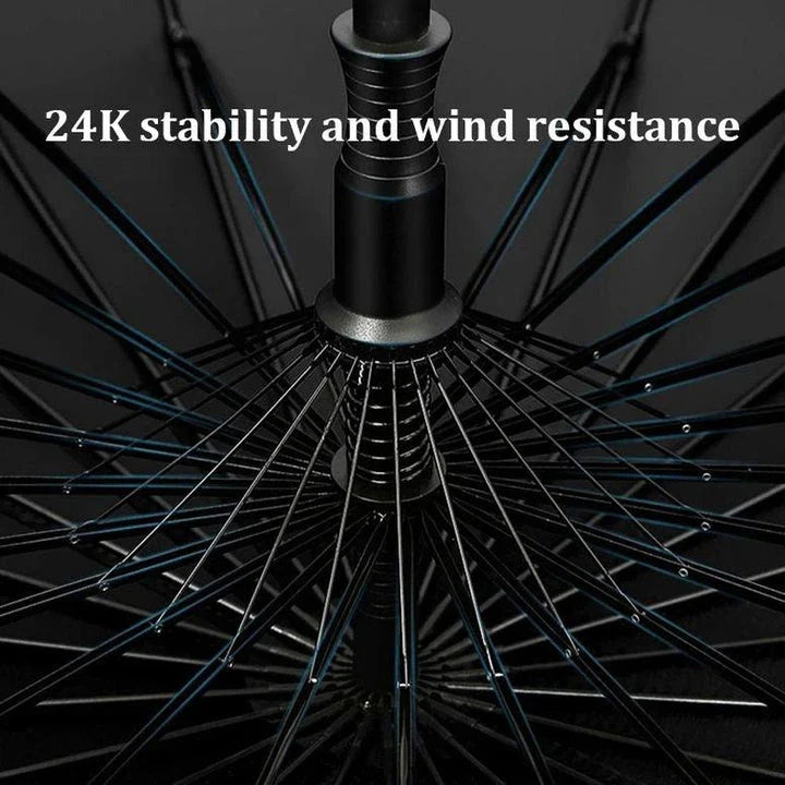 Hhomeenjoy Deluxe 24-Rib Windproof Umbrella with Automatic Opening and Long Handle
