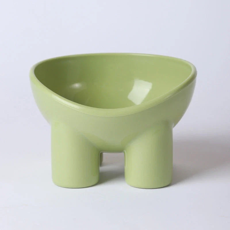 Elevated high foot pet bowl with neck support and anti-tip design for small dogs and cats