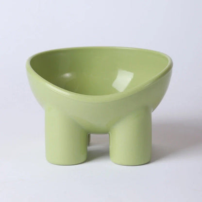 Elevated high foot pet bowl with neck support and anti-tip design for small dogs and cats