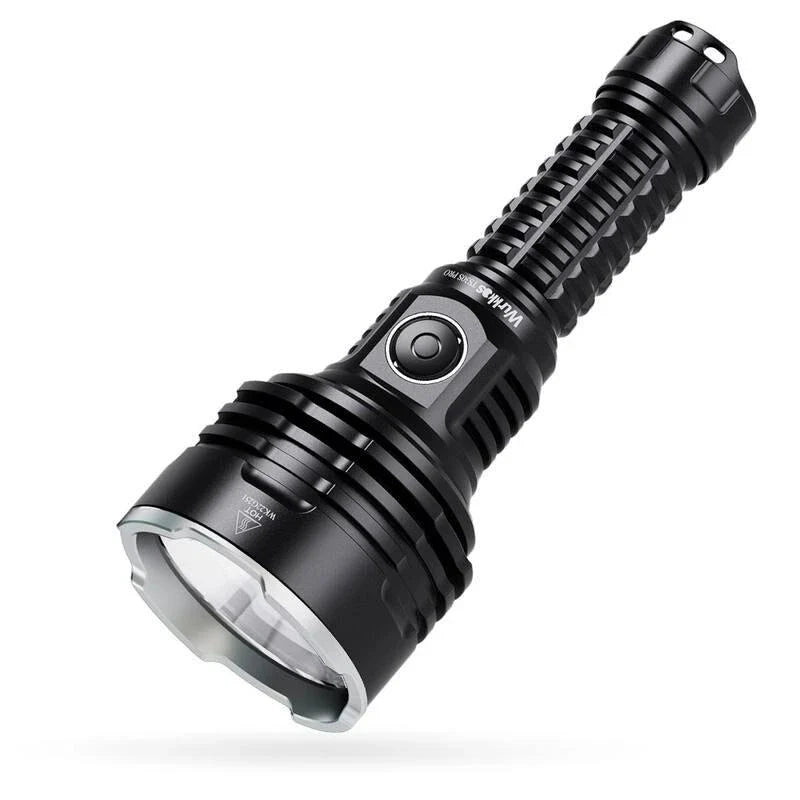 Powerful 6000 lumen tactical LED flashlight with USB-C power bank, long-range illumination, and durable waterproof design