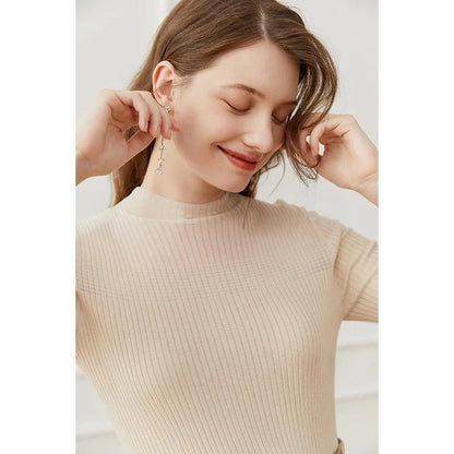 Elegant and comfortable women's half sleeve knitted top in black color with a stylish and sophisticated design