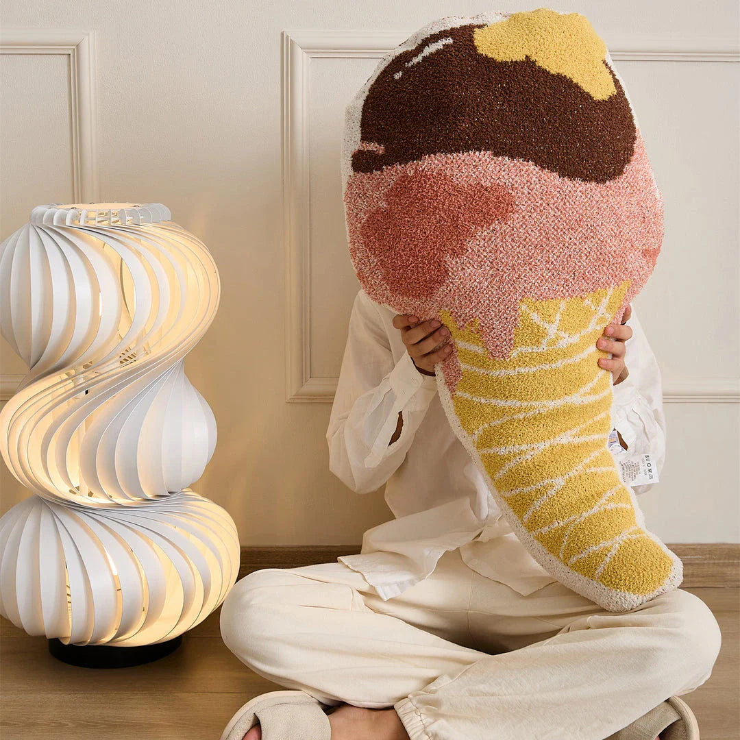 Soft and cozy Kawaii ice cream throw pillow with a playful design, perfect for adding a touch of sweetness to your home decor.