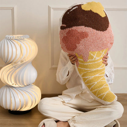 Soft and cozy Kawaii ice cream throw pillow with a playful design, perfect for adding a touch of sweetness to your home decor.