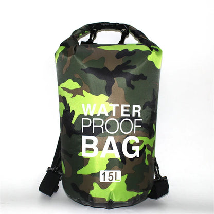 Rugged waterproof backpack made of durable ripstop polyester, perfect for outdoor adventures like hiking, camping, and beach trips.