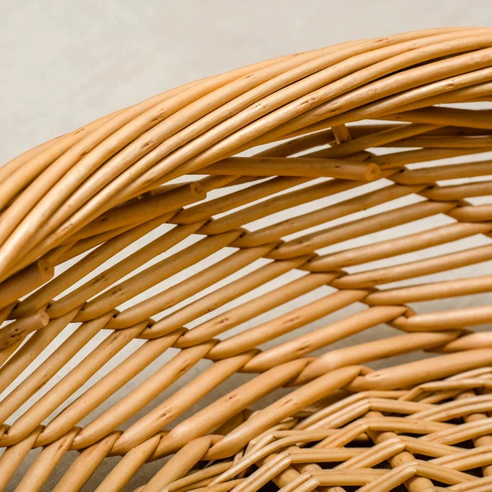 Elegant eco-friendly wicker bamboo storage basket in various sizes, perfect for organizing kitchen, bathroom, and living spaces