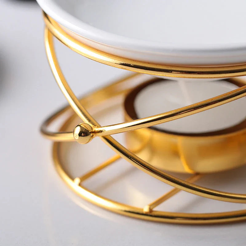 Elegant gold-finished hollow aromatherapy oil diffuser with round or square frame shapes