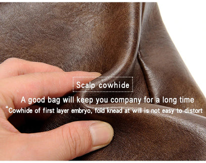 Fashionable casual men's Korean-style satchel bag made of premium PU leather with multiple compartments and adjustable strap