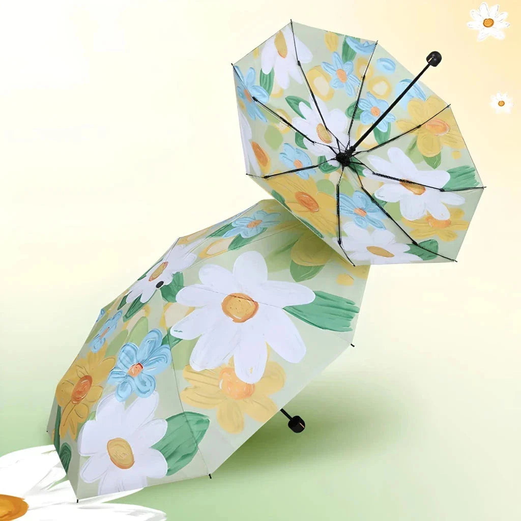 Flower Pocket Mini Phone Umbrella - Portable Folding Umbrella with Cute Floral Design for Rainy and Sunny Days
