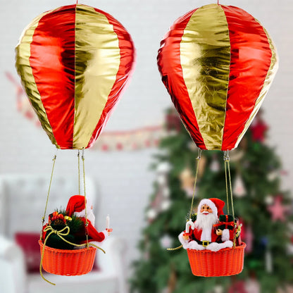 Festive Santa Hot Air Balloon Ceiling Decor - Premium vinyl and velvet construction with a mesmerizing lighting effect to elevate your holiday cheer