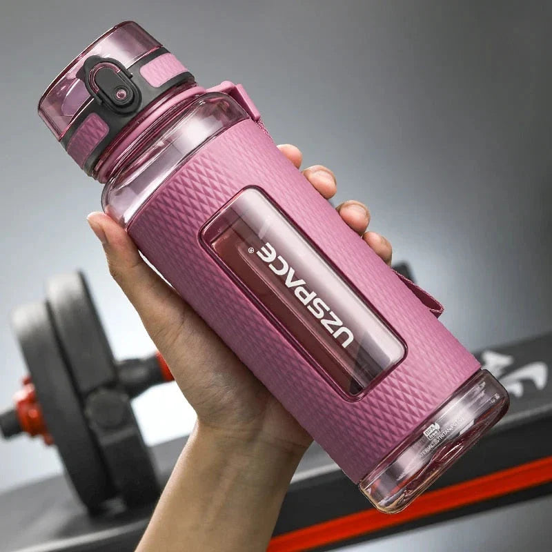 Portable sports water bottle with wide mouth, tea infuser, and leak-proof design for active lifestyles