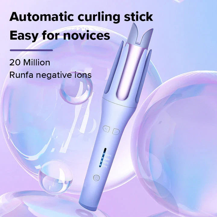 Automatic rotating ceramic hair curler creating soft, defined curls