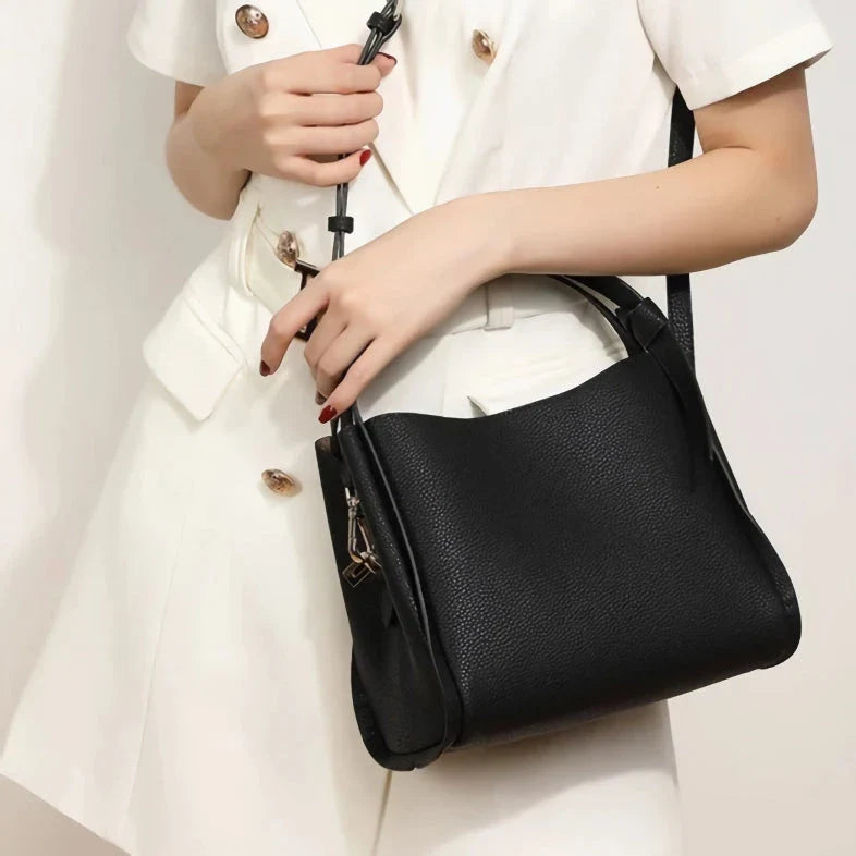 Trendha Soft Leather Shoulder Bag for Women in Gray with Complementary Stylish Scarf