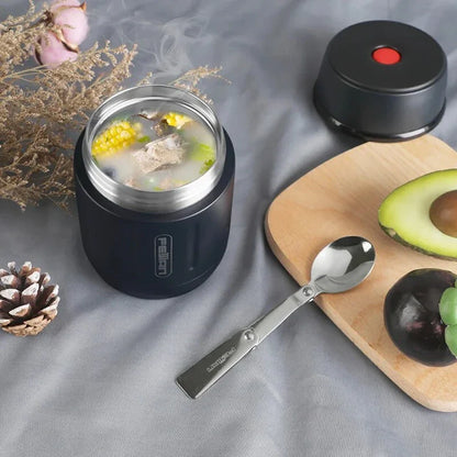 500ml Insulated Stainless Steel Meal Jar with Foldable Spoon, Perfect for Hot or Cold Meals on the Go