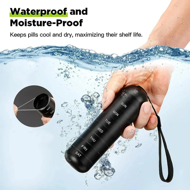 Hhomeenjoy Premium Portable Metal Pill Organizer with Waterproof Design