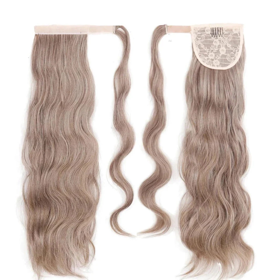 Glamorous blonde wavy clip-in ponytail for a Hollywood-inspired hairstyle