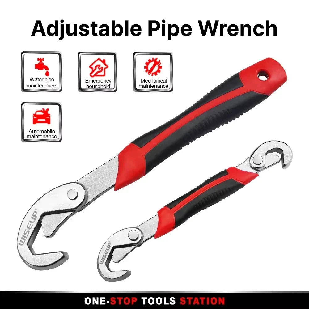 2Pcs Multifunctional Adjustable Pipe Wrench with Anti-Slip Handle, Versatile and Durable Tool for Home Repairs, Woodworking, and Machinery Maintenance