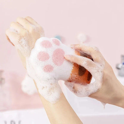 Luxurious Cat Paw Bath Sponge with Unique Honeycomb Design for Deep Cleansing and Gentle Exfoliation