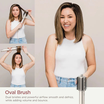Salon-quality 5-in-1 hair dryer comb with negative ion technology for frizz reduction and shine enhancement