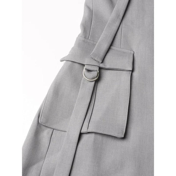 Stylish patchwork windbreaker trench coat with notched collar, button detailing, and flattering wide-waisted cut