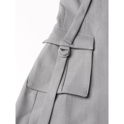 Stylish patchwork windbreaker trench coat with notched collar, button detailing, and flattering wide-waisted cut