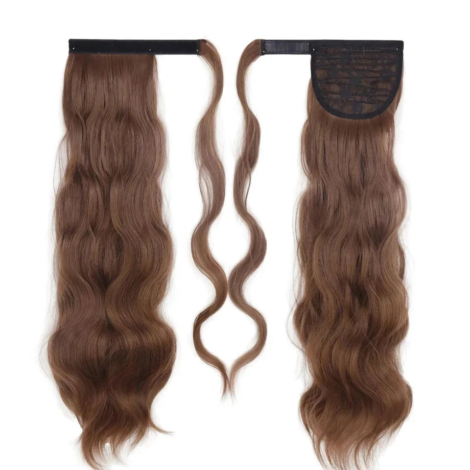 Glamorous blonde wavy clip-in ponytail for a Hollywood-inspired hairstyle