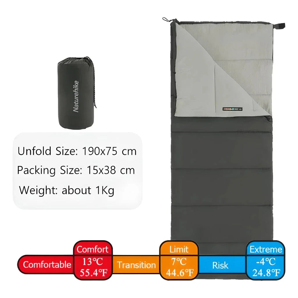 Cozy and lightweight ultralight double sleeping bag for outdoor adventures, featuring a versatile design, waterproof and machine-washable construction, and a comfortable temperature range.