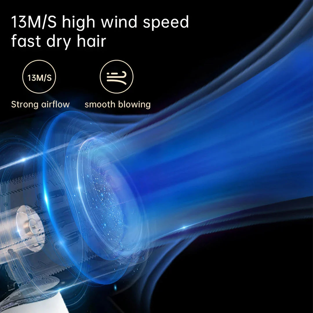 High-power anion hair dryer with foldable design, infrared heating, and dual heat and speed settings for quick drying and healthy hair