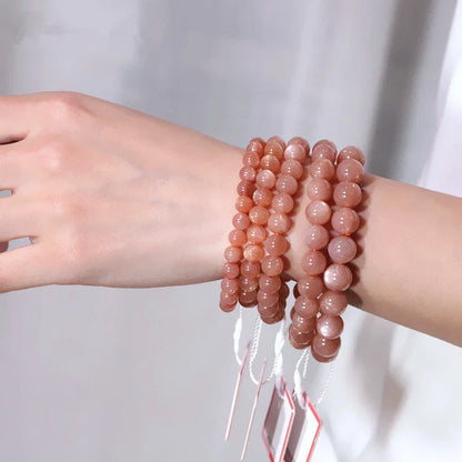 Natural Orange Moonstone Bracelet with Elegant Geometric Design