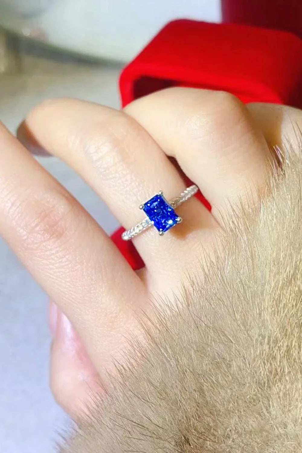 Elegant 1 Carat Moissanite Ring in Stunning Blue, Crafted with Premium 925 Sterling Silver and Radiant Zircon Accents