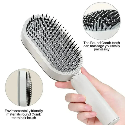 One-Click Self-Cleaning Hair Brush with 3D Air Cushion Massage: Effortless hair care and styling with innovative self-cleaning function and soothing scalp massage