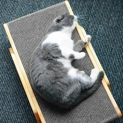 3-in-1 Premium Wooden Cat Scratcher Lounge Bed with Adjustable Scratching Angles and Micro-Arc Surface for Optimal Comfort