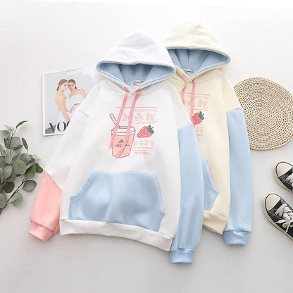 Cozy and stylish hooded sweater for trendy students, featuring plush velvet trim and oversized, slouchy fit for maximum comfort and warmth