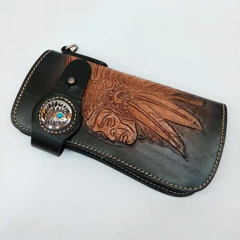 Premium personalized leather wallet with stylish cloth exterior, featuring multiple card slots, coin pocket, and roomy main compartment for organized storage.