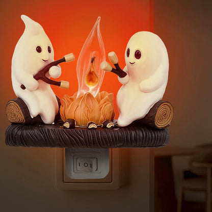 Spooky Campfire Ghost Night Light - Charming Halloween decoration with glowing bonfire and playful ghosts