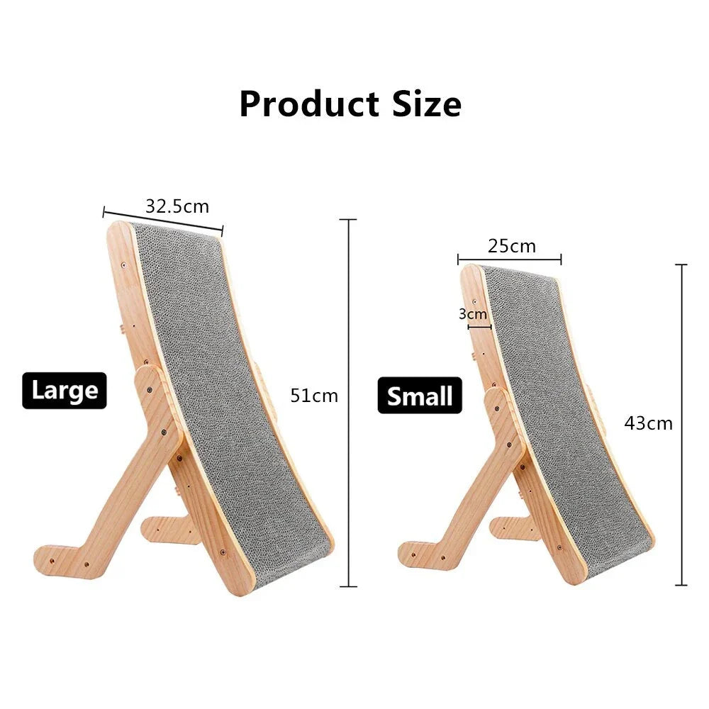 3-in-1 Premium Wooden Cat Scratcher Lounge Bed with Adjustable Scratching Angles and Micro-Arc Surface for Optimal Comfort