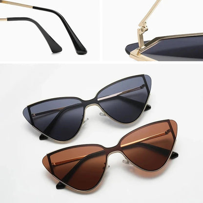 Fashionable steampunk-inspired cat eye sunglasses with gradient lenses and UV400 protection for men and women