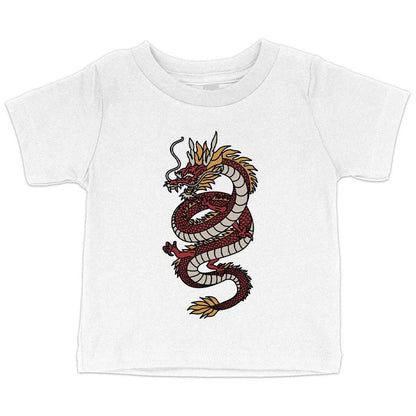 Adorable baby wearing soft, comfortable Chinese dragon t-shirt with flexible, form-fitting design