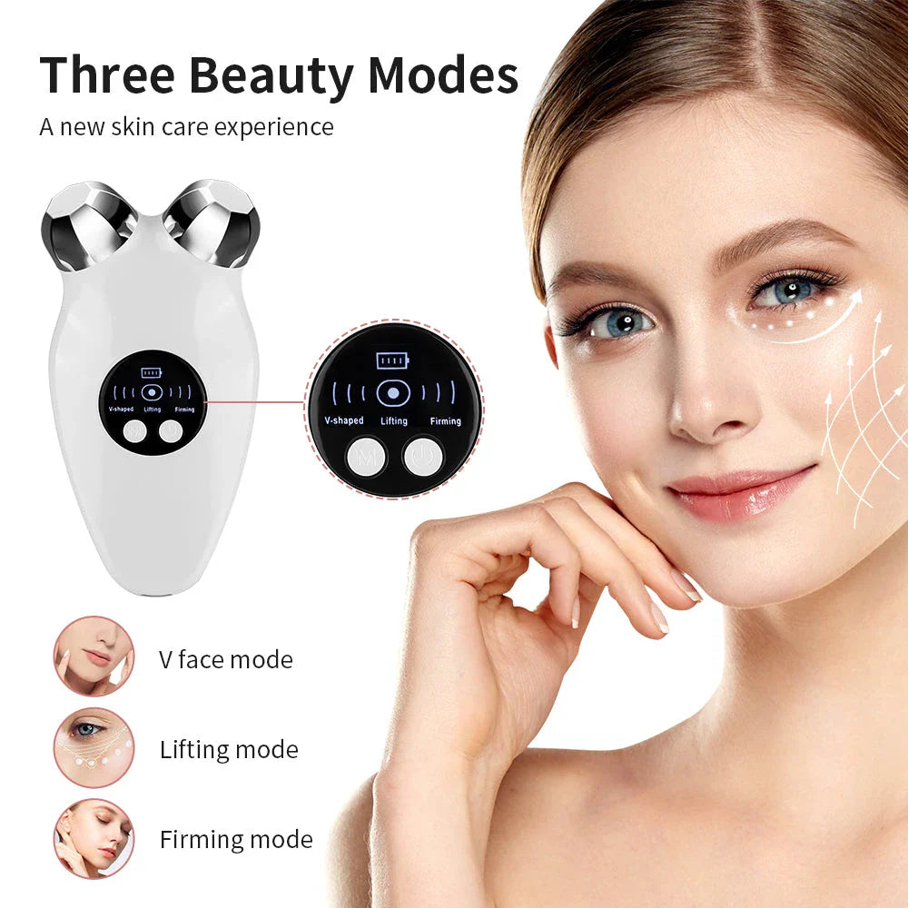 Microcurrent Face Lifting and Firming Device with Warm Compress - Achieve a Youthful, Lifted Complexion