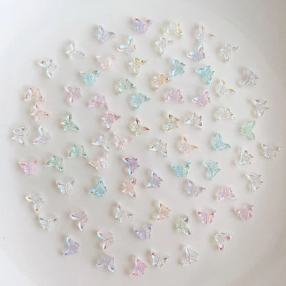 Aurora Butterfly Nail Charms - Iridescent 3D Acrylic Nail Decorations in a Mix of Butterfly Designs