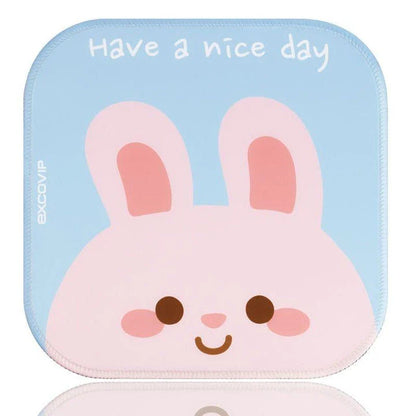 Cute animal-themed desk pad with smooth cloth surface and non-slip rubber base for precise mouse tracking and comfortable use