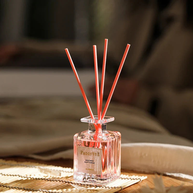 Romantic Manor Perfume Reed Diffuser Set with elegant glass bottle and wooden reeds, delivering a long-lasting, soothing fragrance to enhance your home's ambiance.