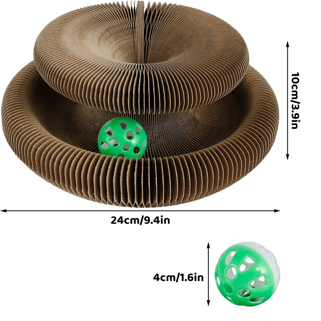 Foldable cat scratcher with toy ball, versatile climbing and sleeping board for cats