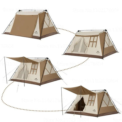 Automatic A-Type 4-Person Outdoor Camping Tent with Quick Setup, Weatherproof Materials, and Ample Space