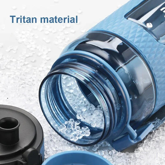 Portable sports water bottle with wide mouth, tea infuser, and leak-proof design for active lifestyles