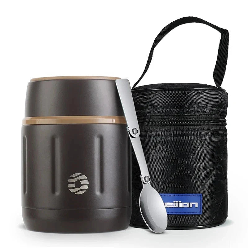 500ml Insulated Stainless Steel Meal Jar with Foldable Spoon, Perfect for Hot or Cold Meals on the Go