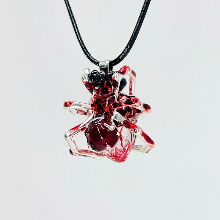Handcrafted spider web heart pendant necklace with adjustable chain in various styles and colors