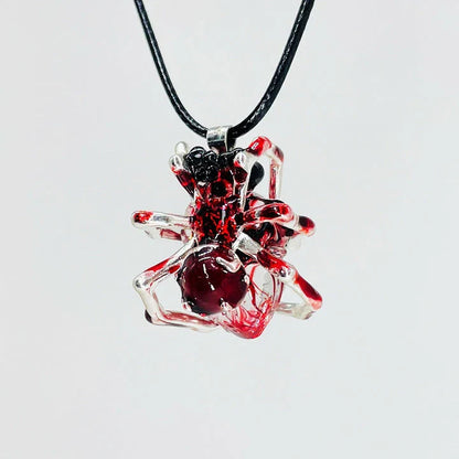 Handcrafted spider web heart pendant necklace with adjustable chain in various styles and colors
