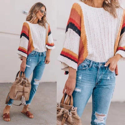 Premium Hollow Out Beach Shirt with Vibrant Knitted Rainbow - Comfortable, Stylish Beachwear for Warm Weather Outings